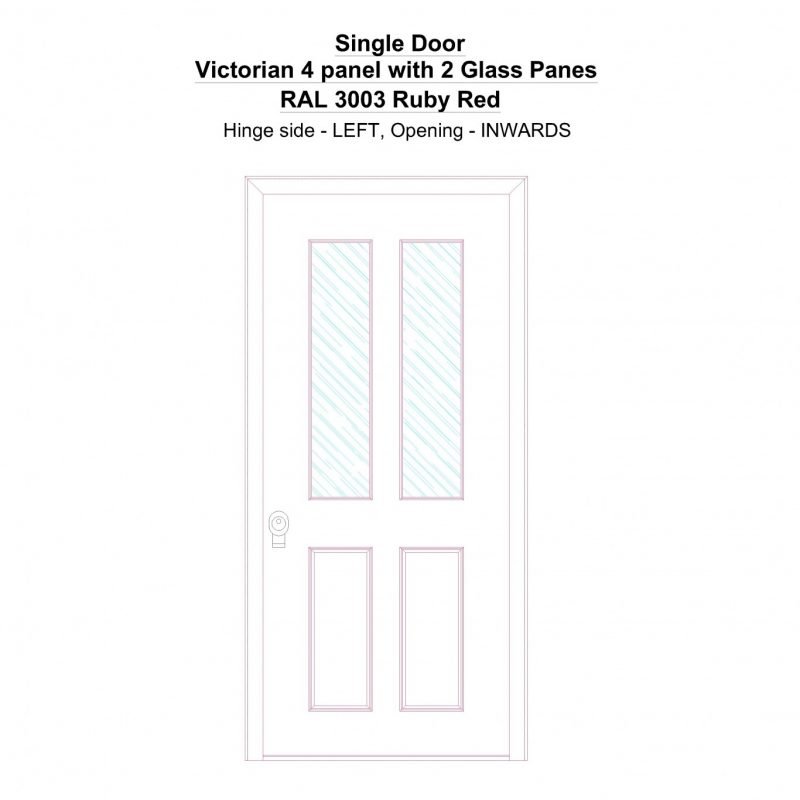 Sd Victorian 4 Panel With 2 Glass Panes Ral 3003 Ruby Red Security Door