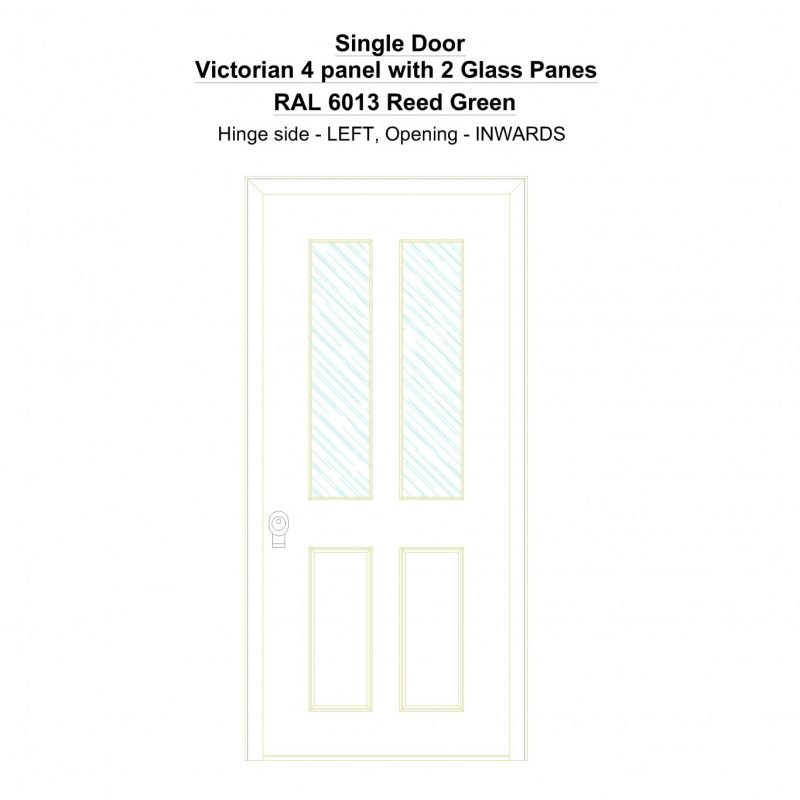 Sd Victorian 4 Panel With 2 Glass Panes Ral 6013 Reed Green Security Door