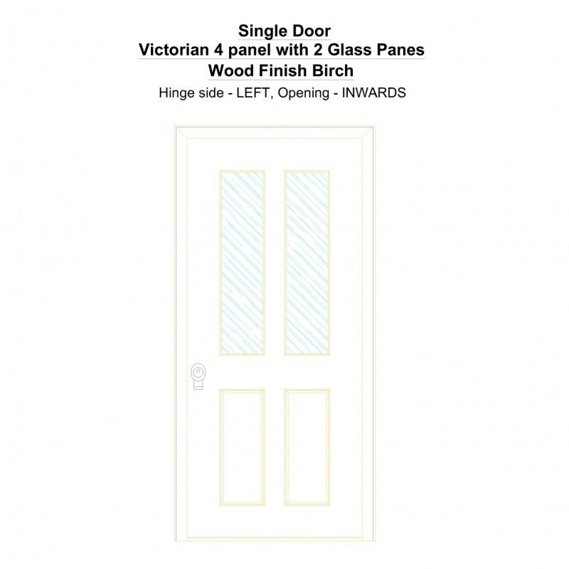 Sd Victorian 4 Panel With 2 Glass Panes Wood Finish Birch Security Door