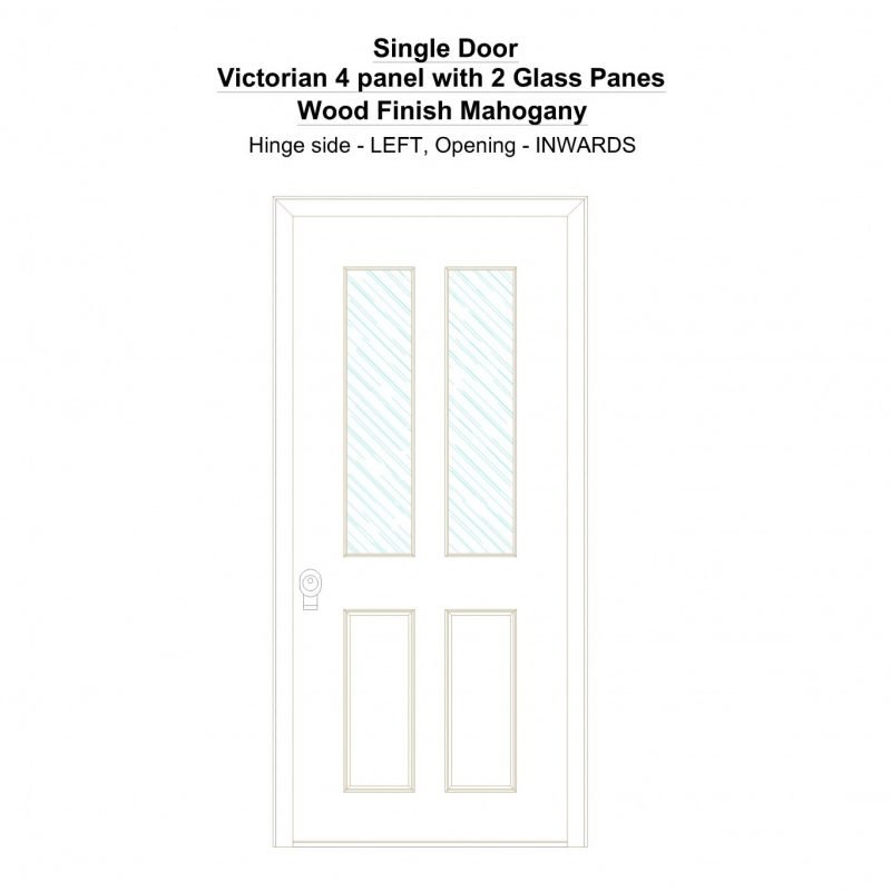 Sd Victorian 4 Panel With 2 Glass Panes Wood Finish Mahogany Security Door