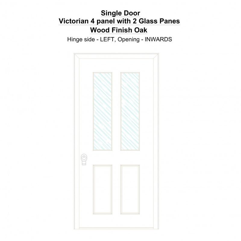 Sd Victorian 4 Panel With 2 Glass Panes Wood Finish Oak Security Door