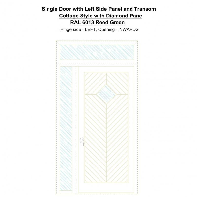 Sd1spt(left) Cottage Style With Diamond Pane Ral 6013 Reed Green Security Door
