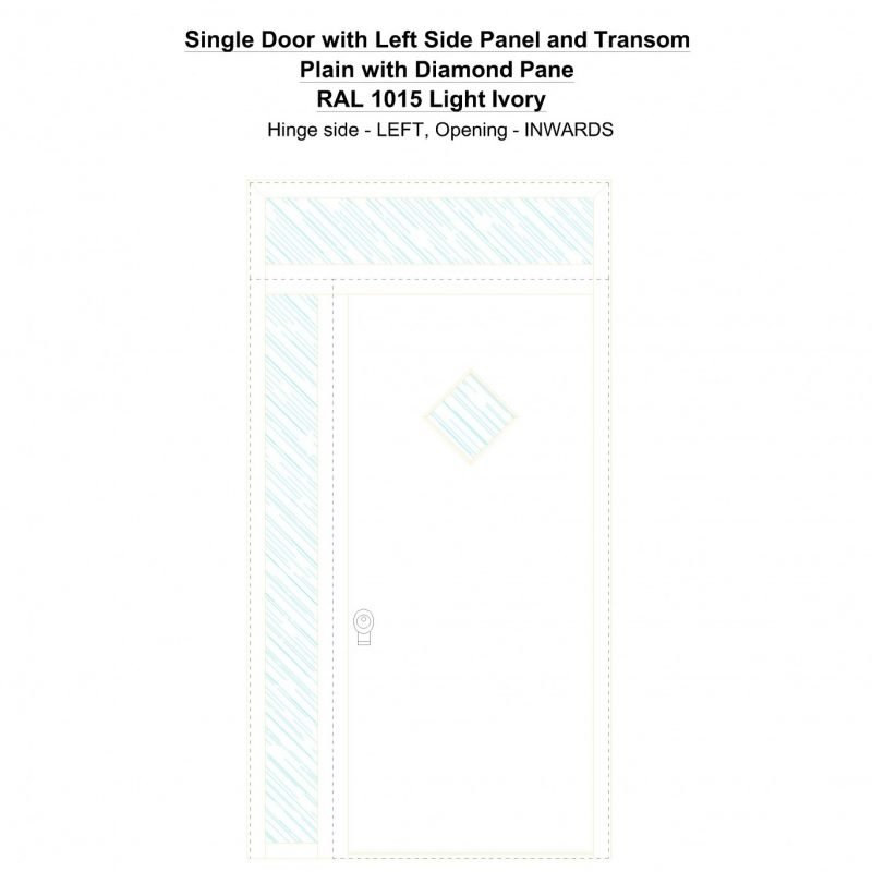 Sd1spt(left) Plain With Diamond Pane Ral 1015 Light Ivory Security Door