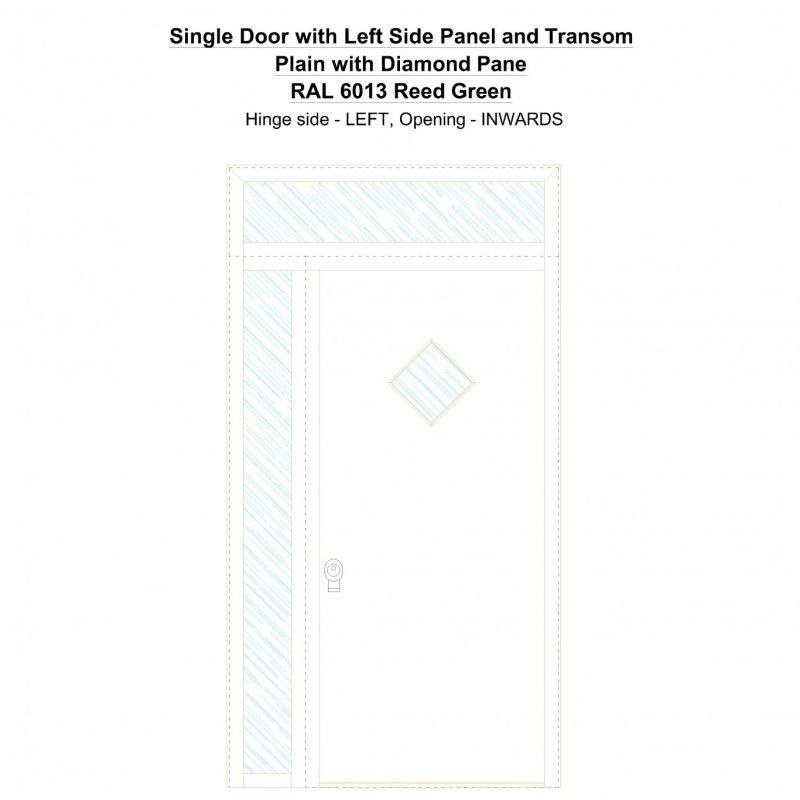 Sd1spt(left) Plain With Diamond Pane Ral 6013 Reed Green Security Door