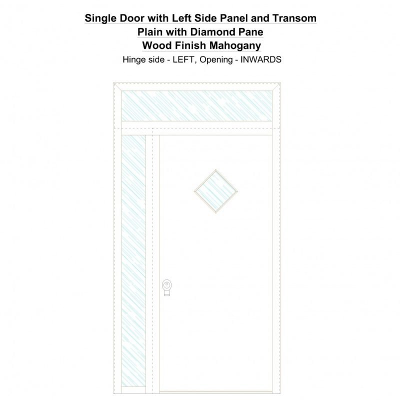 Sd1spt(left) Plain With Diamond Pane Wood Finish Mahogany Security Door