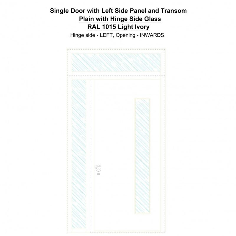 Sd1spt(left) Plain With Hinge Side Glass Ral 1015 Light Ivory Security Door