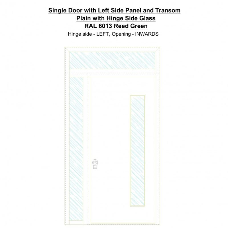 Sd1spt(left) Plain With Hinge Side Glass Ral 6013 Reed Green Security Door