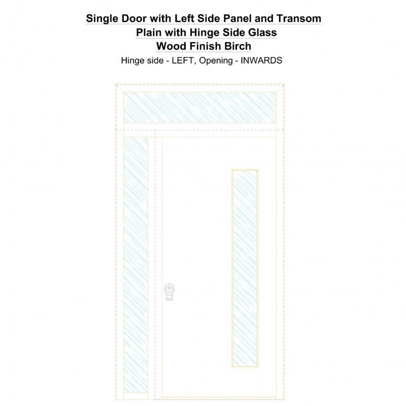 Sd1spt(left) Plain With Hinge Side Glass Wood Finish Birch Security Door