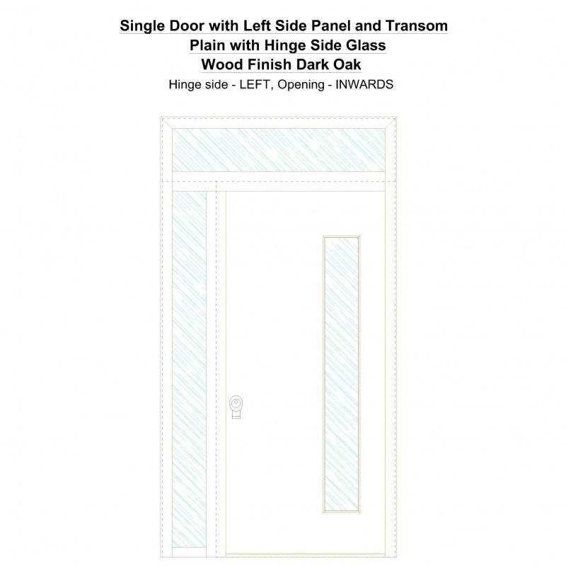 Sd1spt(left) Plain With Hinge Side Glass Wood Finish Dark Oak Security Door