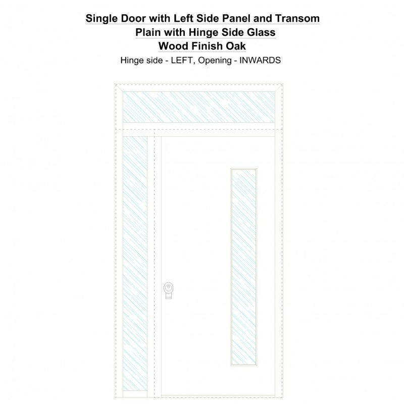 Sd1spt(left) Plain With Hinge Side Glass Wood Finish Oak Security Door