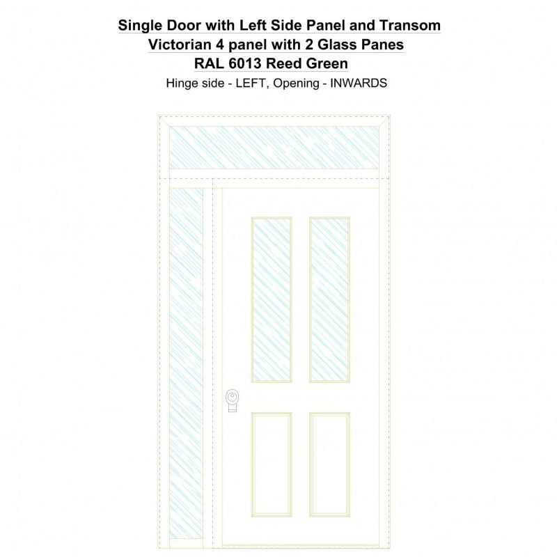 Sd1spt(left) Victorian 4 Panel With 2 Glass Panes Ral 6013 Reed Green Security Door