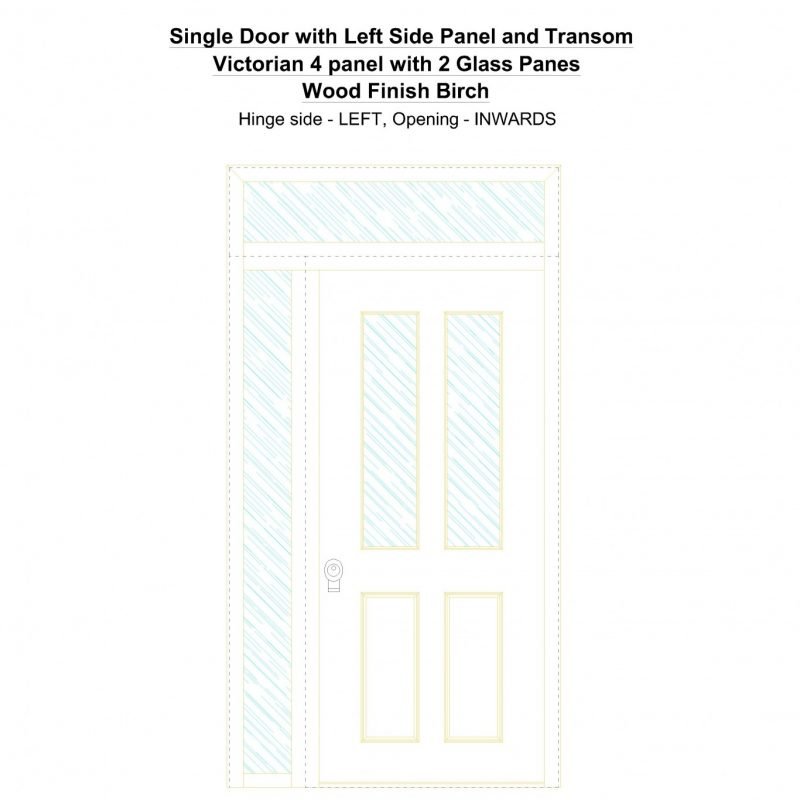 Sd1spt(left) Victorian 4 Panel With 2 Glass Panes Wood Finish Birch Security Door