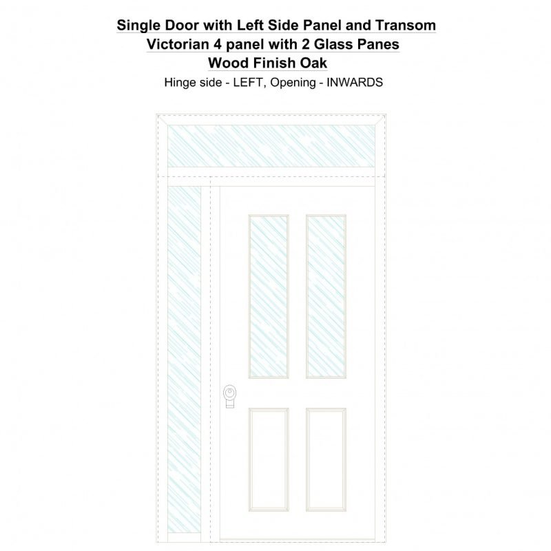 Sd1spt(left) Victorian 4 Panel With 2 Glass Panes Wood Finish Oak Security Door