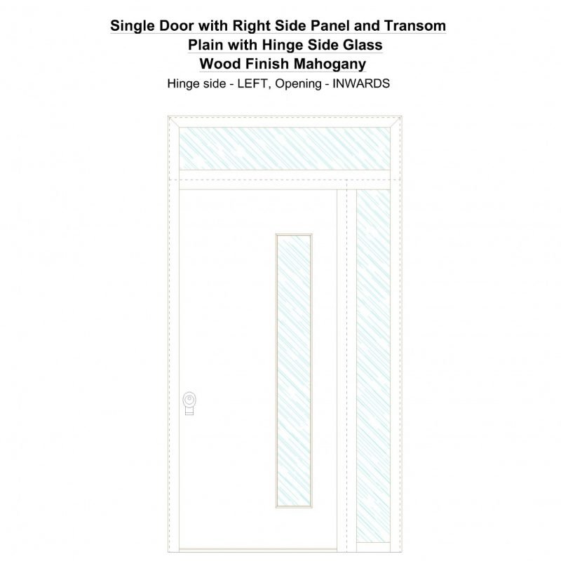 Sd1spt(right) Plain With Hinge Side Glass Wood Finish Mahogany Security Door