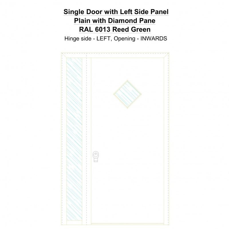 Sd1sp(left) Plain With Diamond Pane Ral 6013 Reed Green Security Door