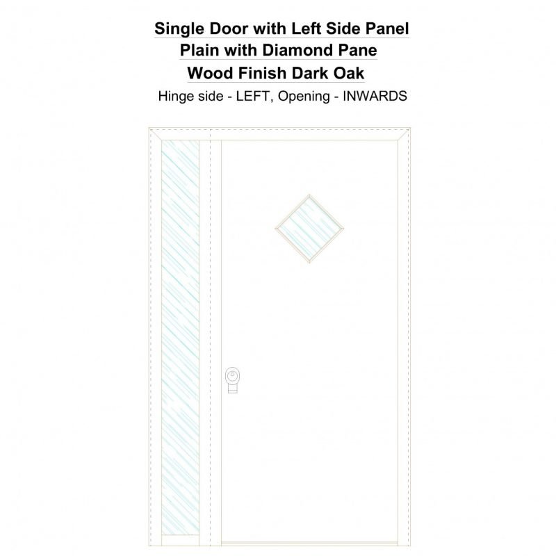 Sd1sp(left) Plain With Diamond Pane Wood Finish Dark Oak Security Door