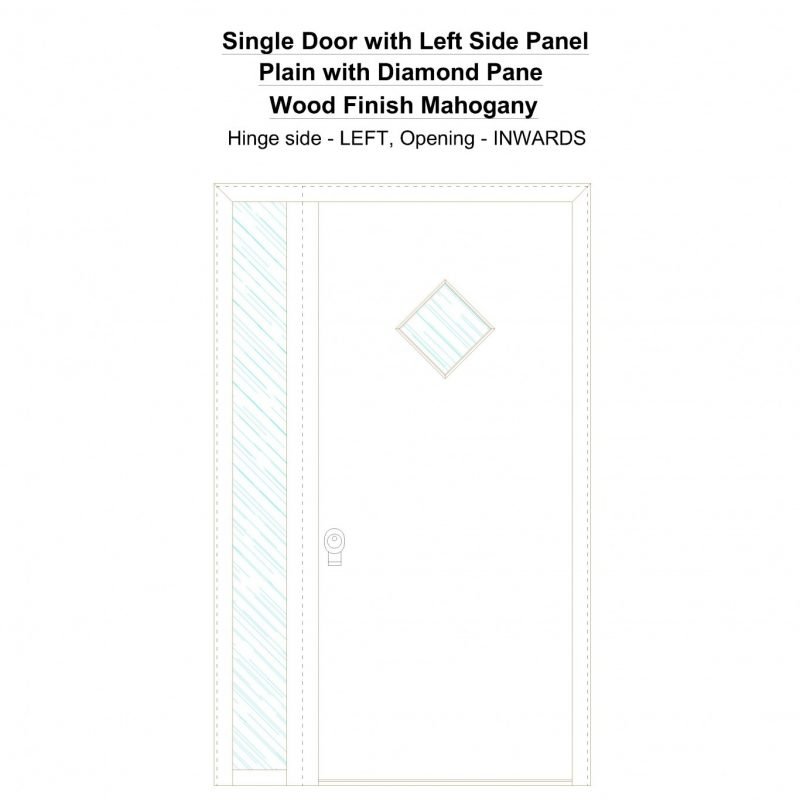 Sd1sp(left) Plain With Diamond Pane Wood Finish Mahogany Security Door