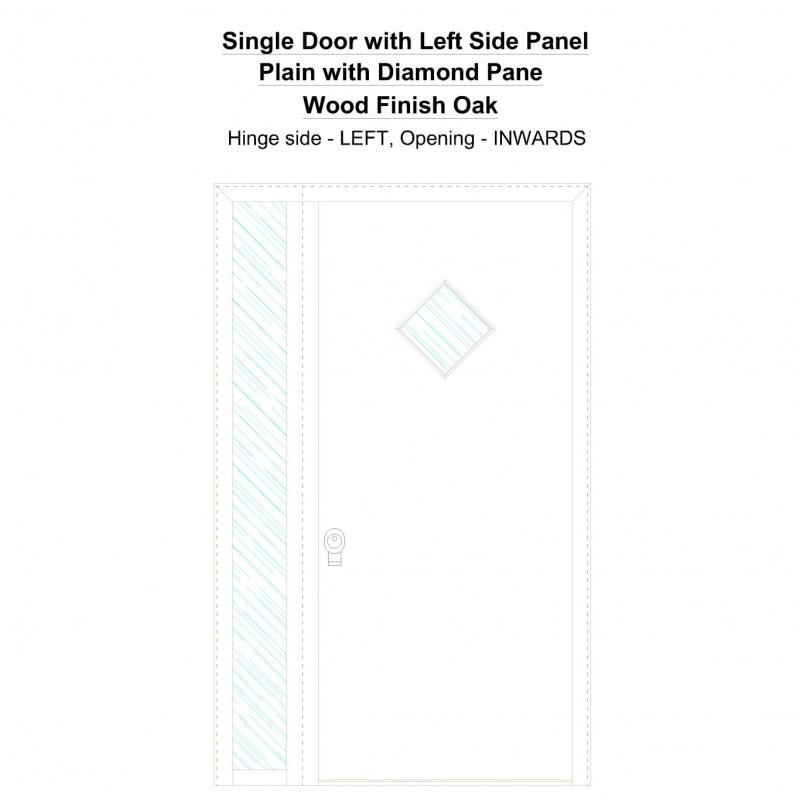 Sd1sp(left) Plain With Diamond Pane Wood Finish Oak Security Door