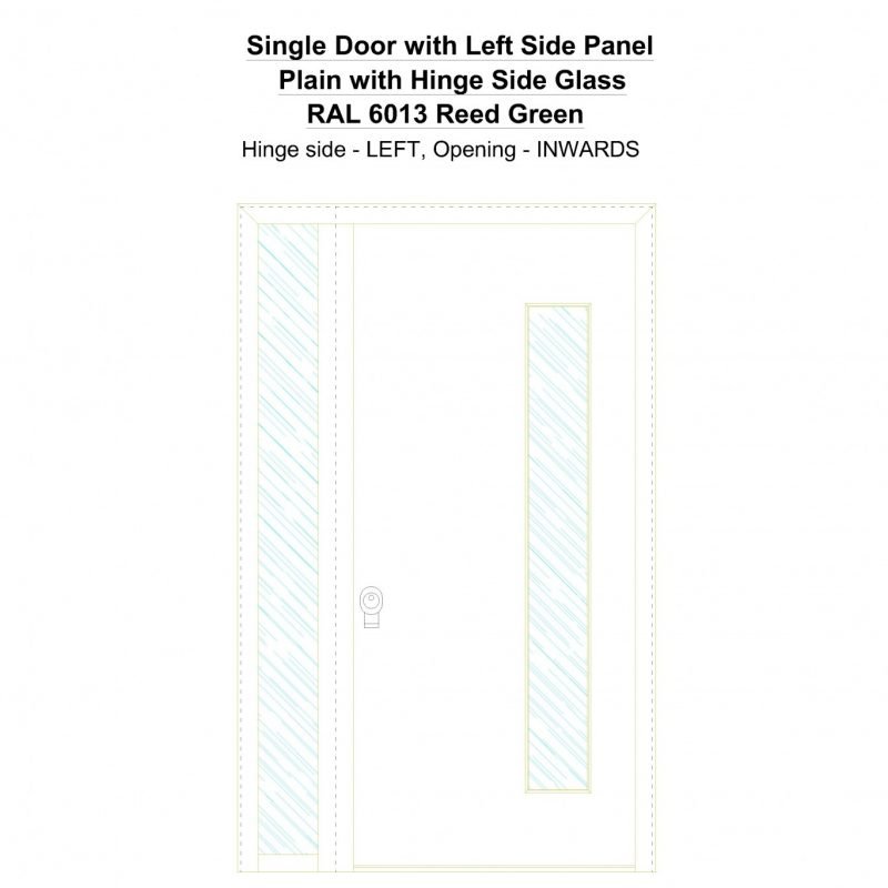 Sd1sp(left) Plain With Hinge Side Glass Ral 6013 Reed Green Security Door