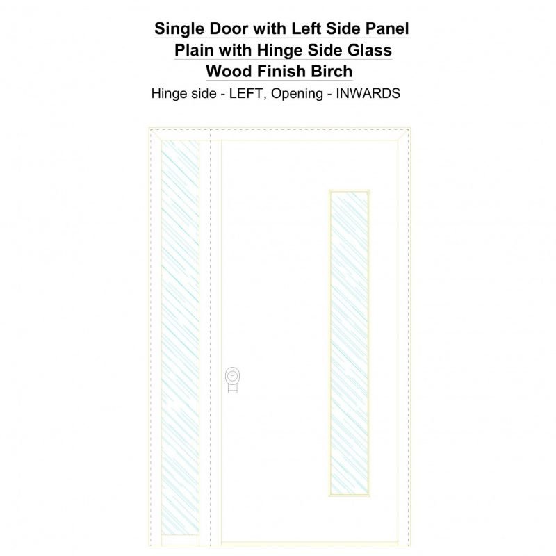 Sd1sp(left) Plain With Hinge Side Glass Wood Finish Birch Security Door