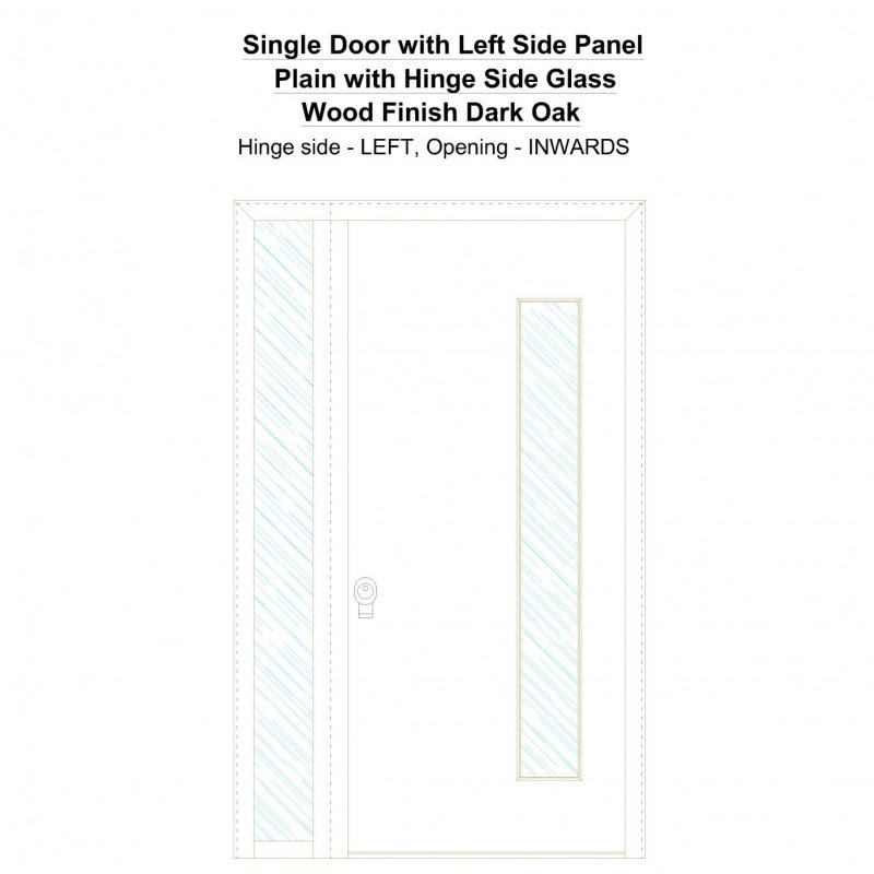 Sd1sp(left) Plain With Hinge Side Glass Wood Finish Dark Oak Security Door