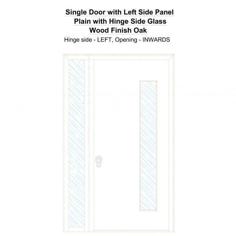 Sd1sp(left) Plain With Hinge Side Glass Wood Finish Oak Security Door