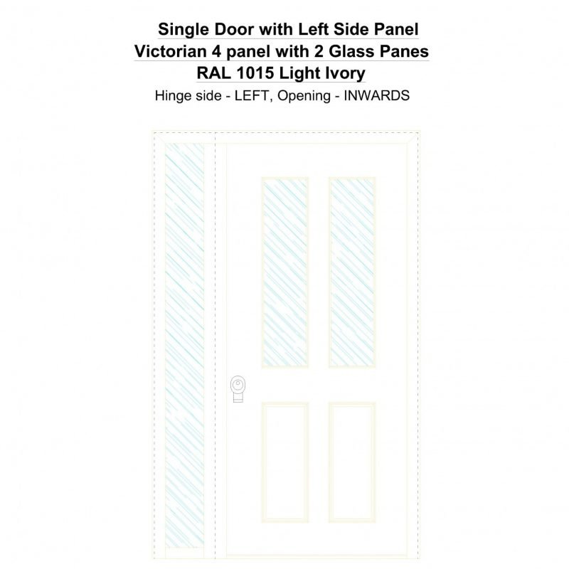 Sd1sp(left) Victorian 4 Panel With 2 Glass Panes Ral 1015 Light Ivory Security Door