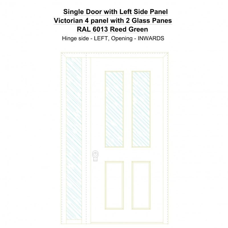 Sd1sp(left) Victorian 4 Panel With 2 Glass Panes Ral 6013 Reed Green Security Door