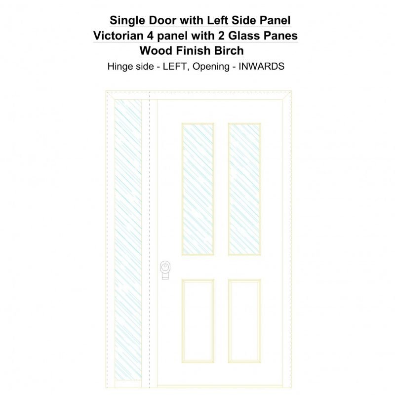 Sd1sp(left) Victorian 4 Panel With 2 Glass Panes Wood Finish Birch Security Door