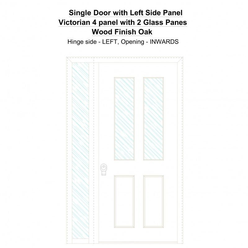 Sd1sp(left) Victorian 4 Panel With 2 Glass Panes Wood Finish Oak Security Door