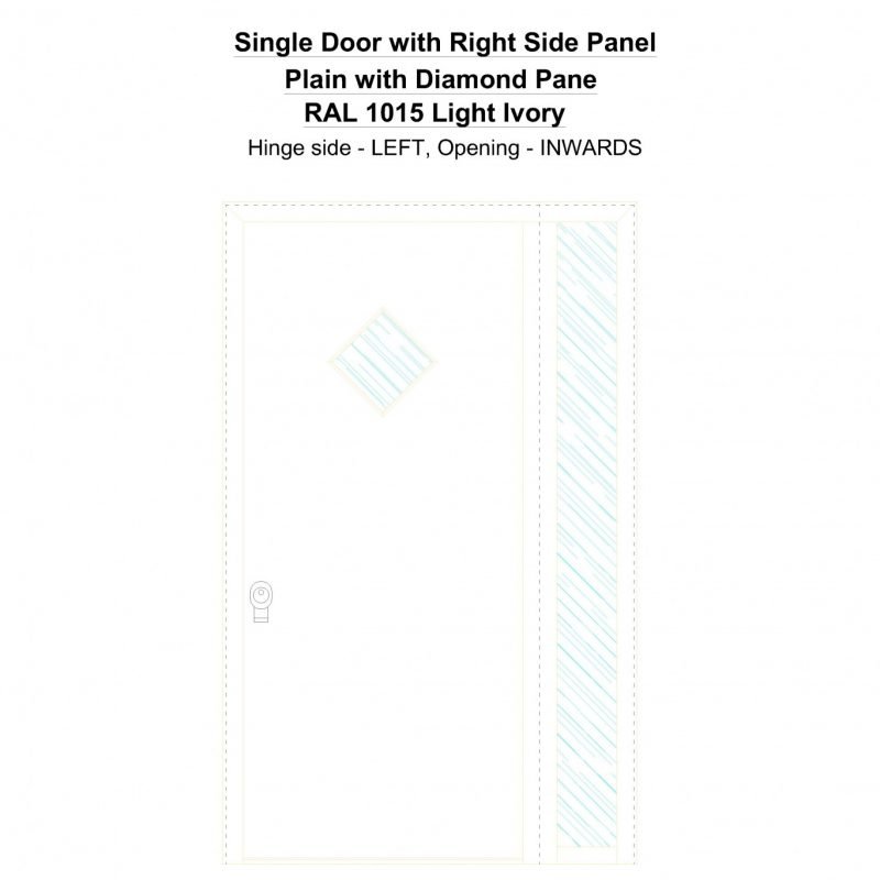 Sd1sp(right) Plain With Diamond Pane Ral 1015 Light Ivory Security Door
