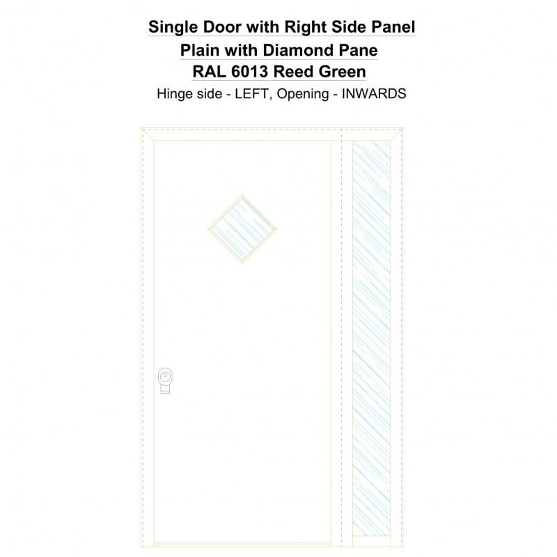Sd1sp(right) Plain With Diamond Pane Ral 6013 Reed Green Security Door