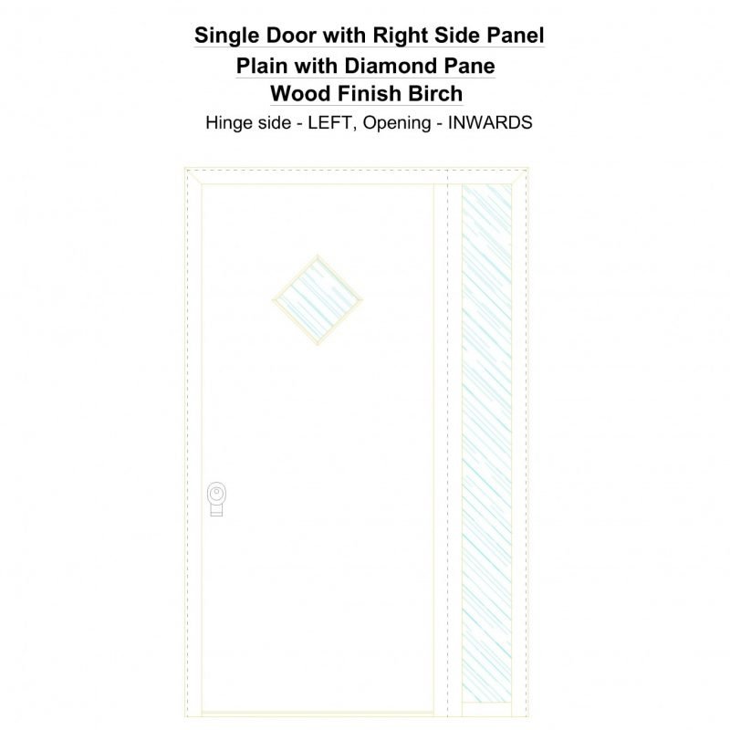 Sd1sp(right) Plain With Diamond Pane Wood Finish Birch Security Door