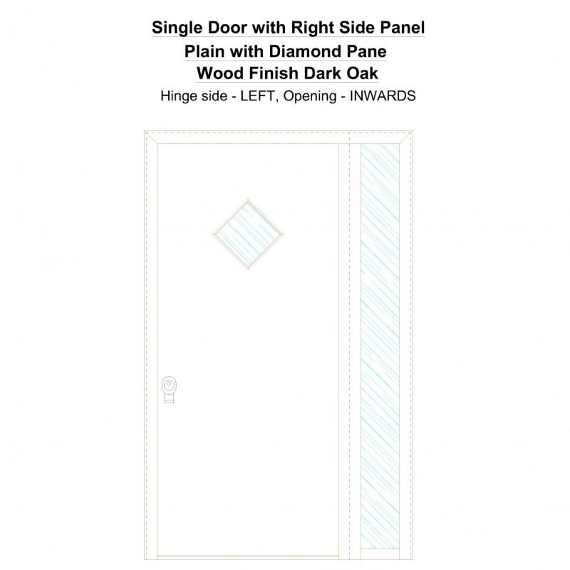 Sd1sp(right) Plain With Diamond Pane Wood Finish Dark Oak Security Door