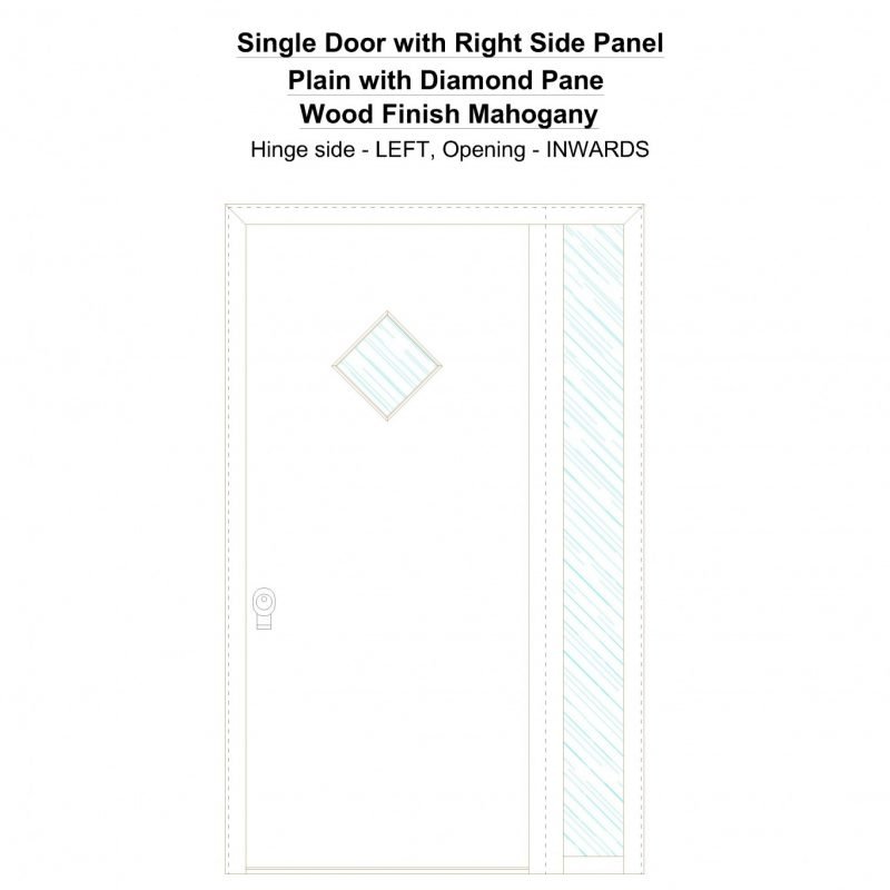 Sd1sp(right) Plain With Diamond Pane Wood Finish Mahogany Security Door