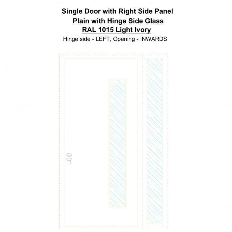 Sd1sp(right) Plain With Hinge Side Glass Ral 1015 Light Ivory Security Door