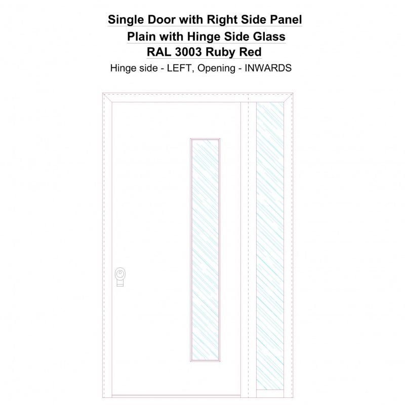Sd1sp(right) Plain With Hinge Side Glass Ral 3003 Ruby Red Security Door