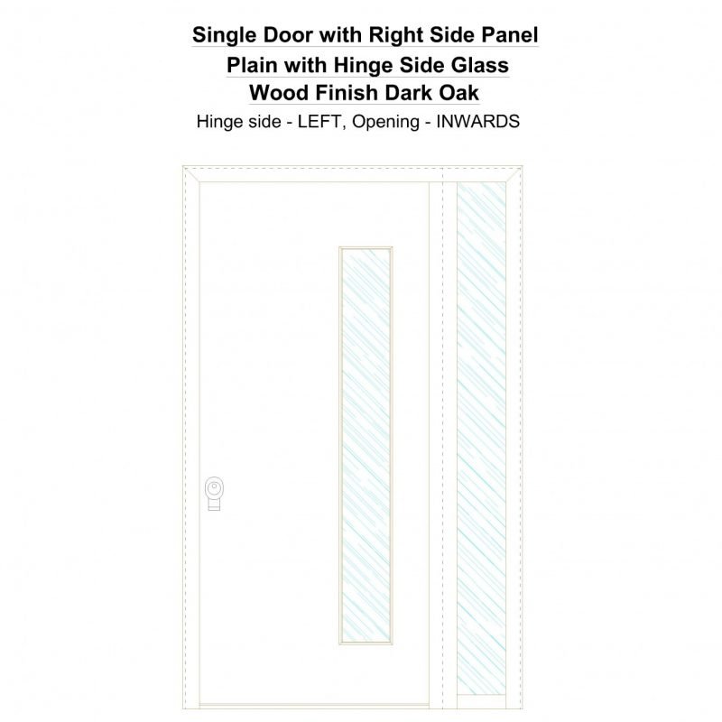 Sd1sp(right) Plain With Hinge Side Glass Wood Finish Dark Oak Security Door