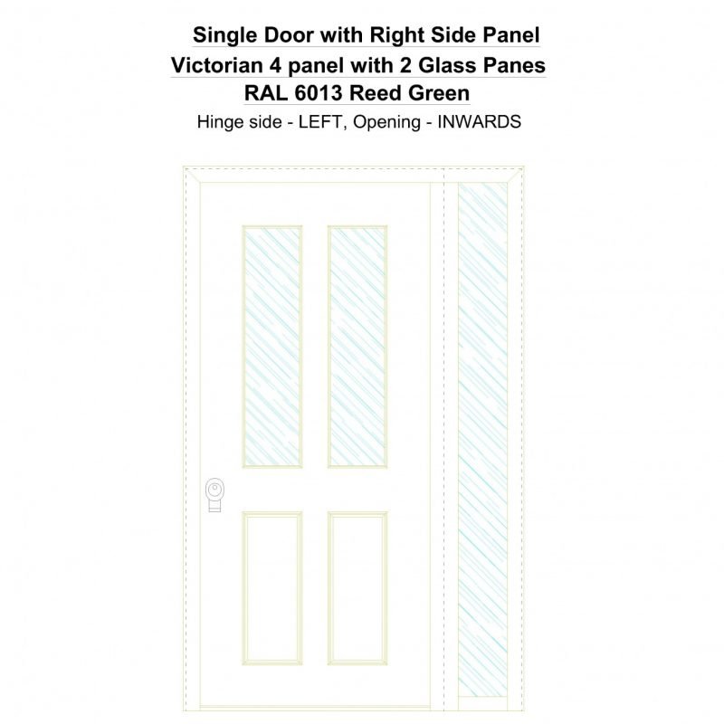Sd1sp(right) Victorian 4 Panel With 2 Glass Panes Ral 6013 Reed Green Security Door