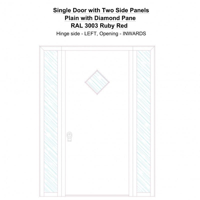 Sd2sp Plain With Diamond Pane Ral 3003 Ruby Red Security Door