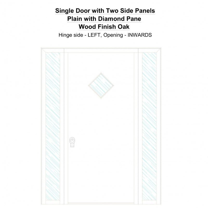 Sd2sp Plain With Diamond Pane Wood Finish Oak Security Door