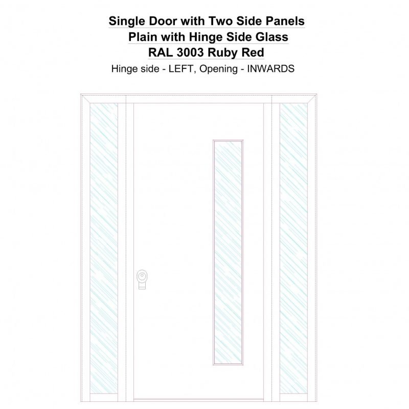 Sd2sp Plain With Hinge Side Glass Ral 3003 Ruby Red Security Door