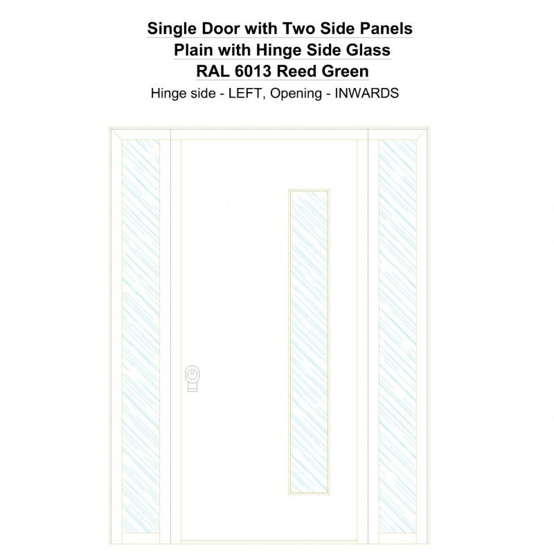 Sd2sp Plain With Hinge Side Glass Ral 6013 Reed Green Security Door