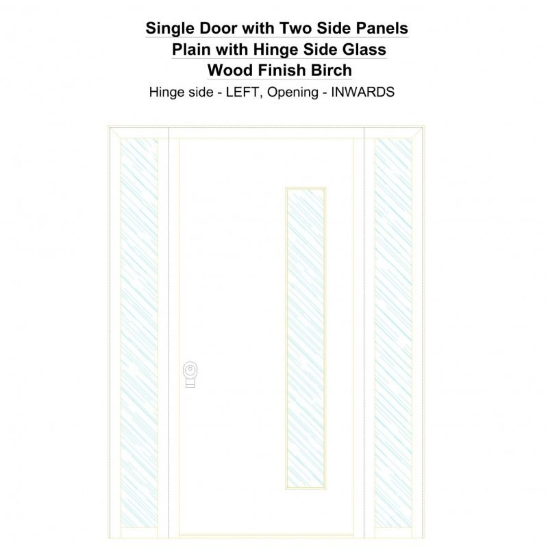 Sd2sp Plain With Hinge Side Glass Wood Finish Birch Security Door