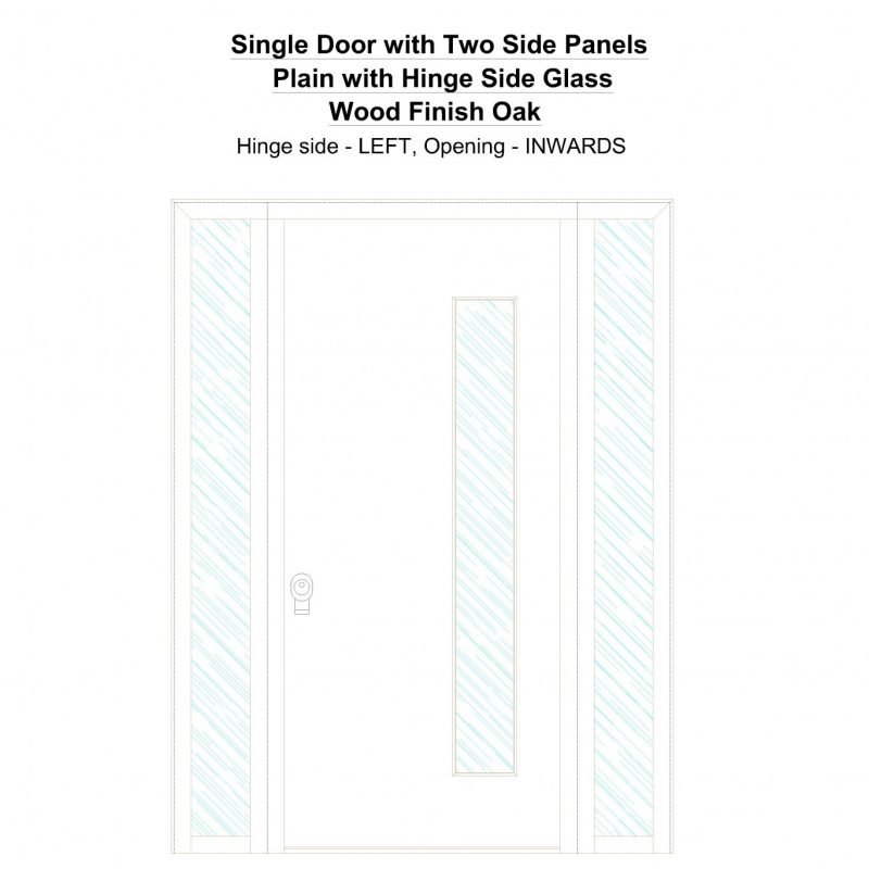 Sd2sp Plain With Hinge Side Glass Wood Finish Oak Security Door