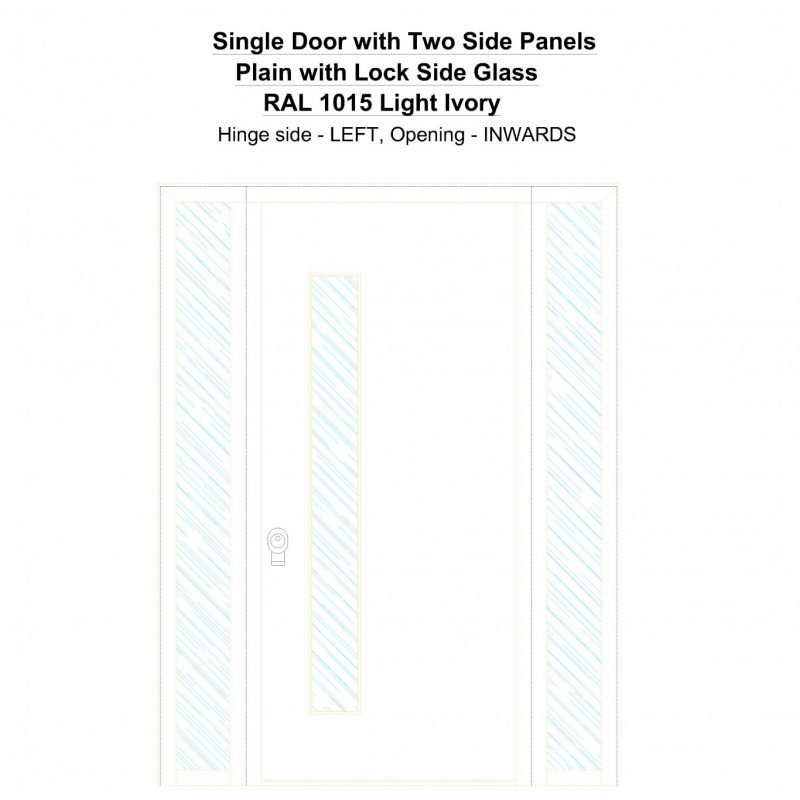 Sd2sp Plain With Lock Side Glass Ral 1015 Light Ivory Security Door