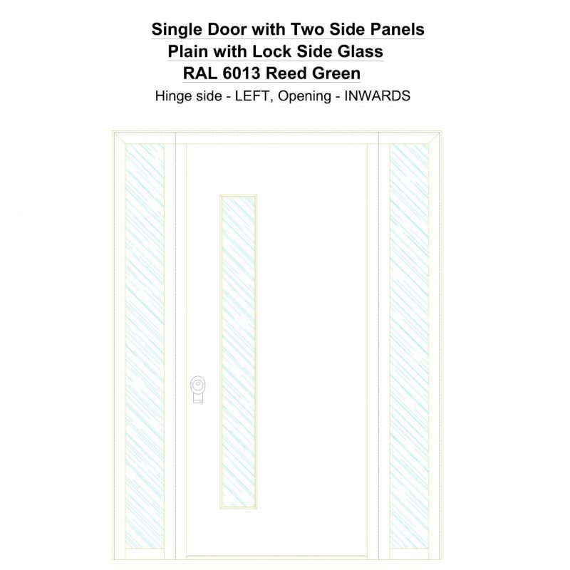 Sd2sp Plain With Lock Side Glass Ral 6013 Reed Green Security Door
