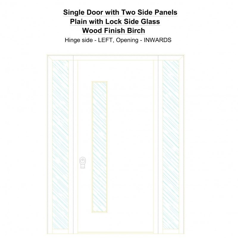Sd2sp Plain With Lock Side Glass Wood Finish Birch Security Door
