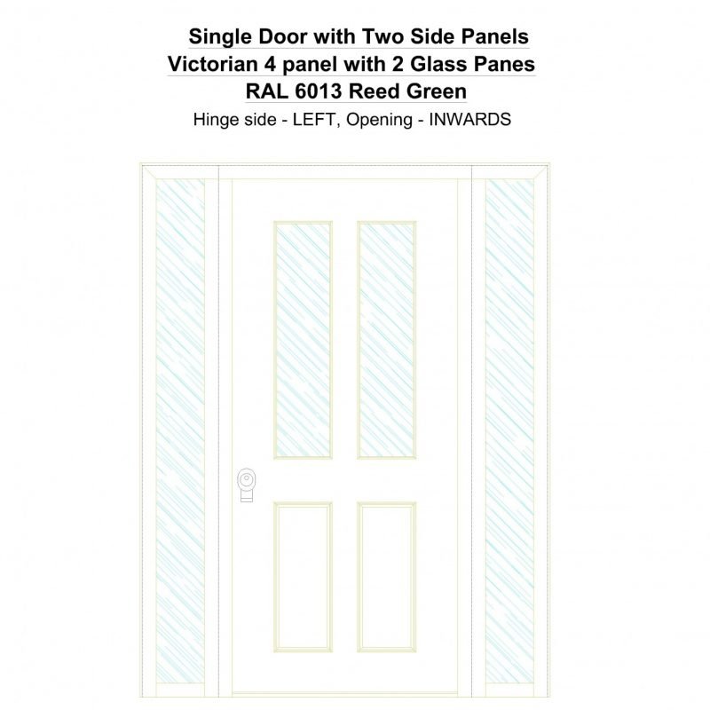 Sd2sp Victorian 4 Panel With 2 Glass Panes Ral 6013 Reed Green Security Door