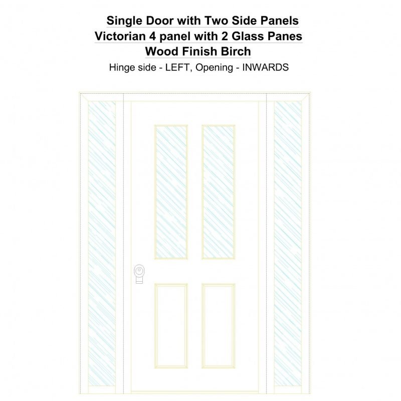 Sd2sp Victorian 4 Panel With 2 Glass Panes Wood Finish Birch Security Door